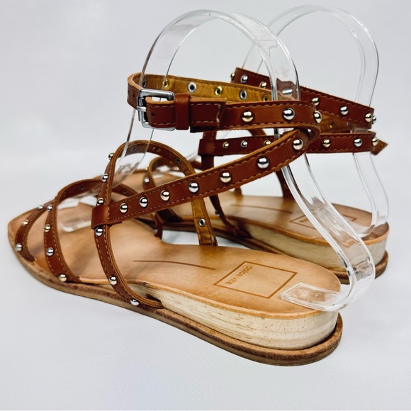 Dolce Vita Rozie Studded Ankle Strap Slip On Sandal Cognac Size 8 - Picture 7 of 15